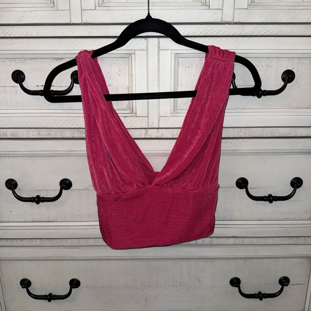 Women's Sexy Deep V Neck Slim Fitted Strap Crop Cami Tank Sleeveless Top